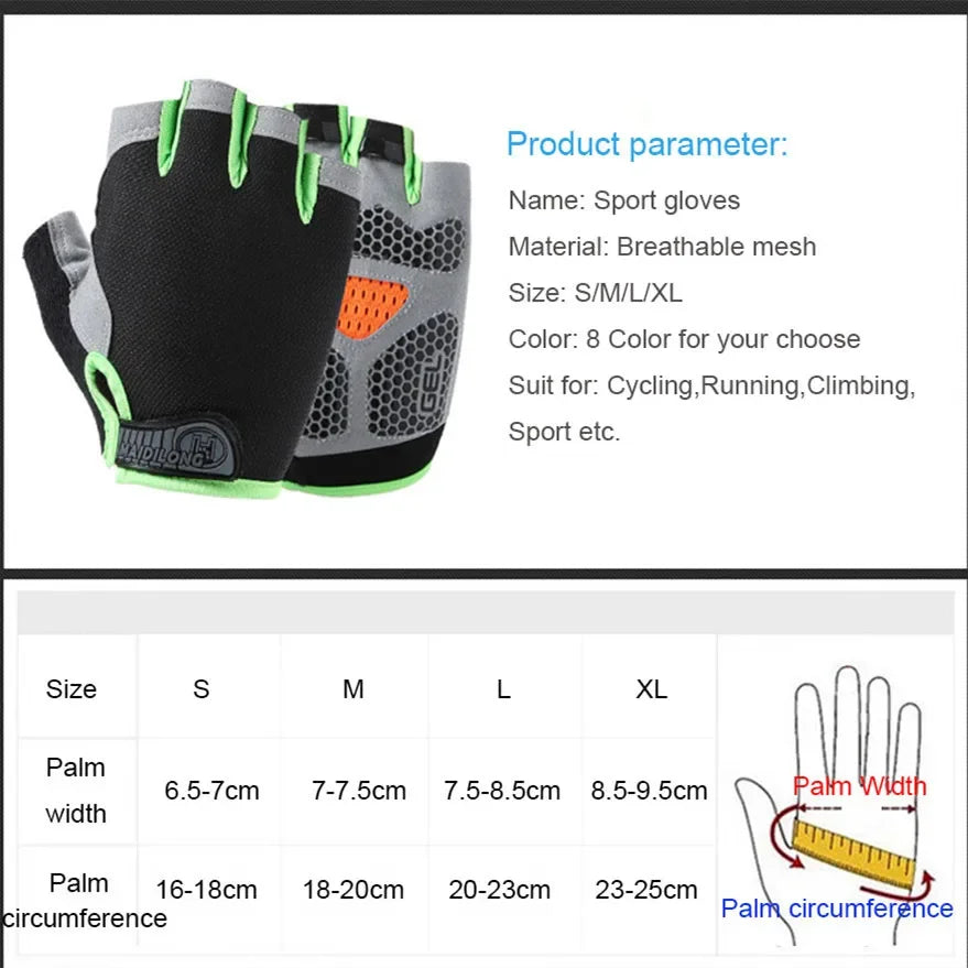 Gym Gloves Women Men Weightlifting Dumbbell Fitness Sport Training Exercise Gloves Non Slip Breathable Fingerless Cycling Gloves