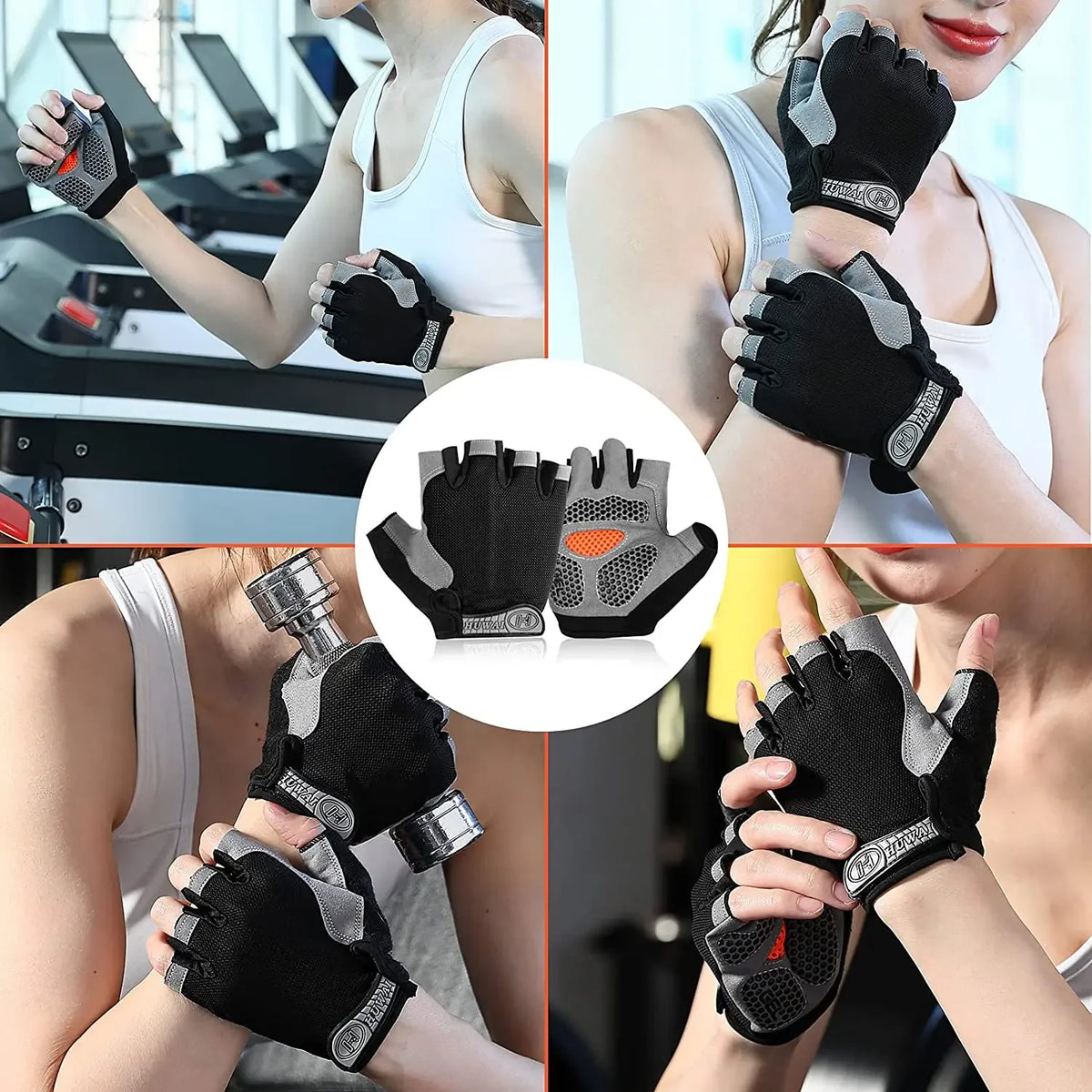 Gym Gloves Women Men Weightlifting Dumbbell Fitness Sport Training Exercise Gloves Non Slip Breathable Fingerless Cycling Gloves