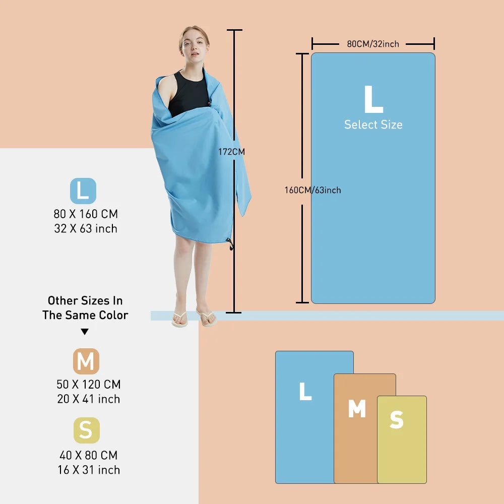 Microfiber Towel Quick Dry Towel Travel Towel Sports Towel Beach Towel Sandproof Soft Light Towel for Swim, Yoga, Gym
