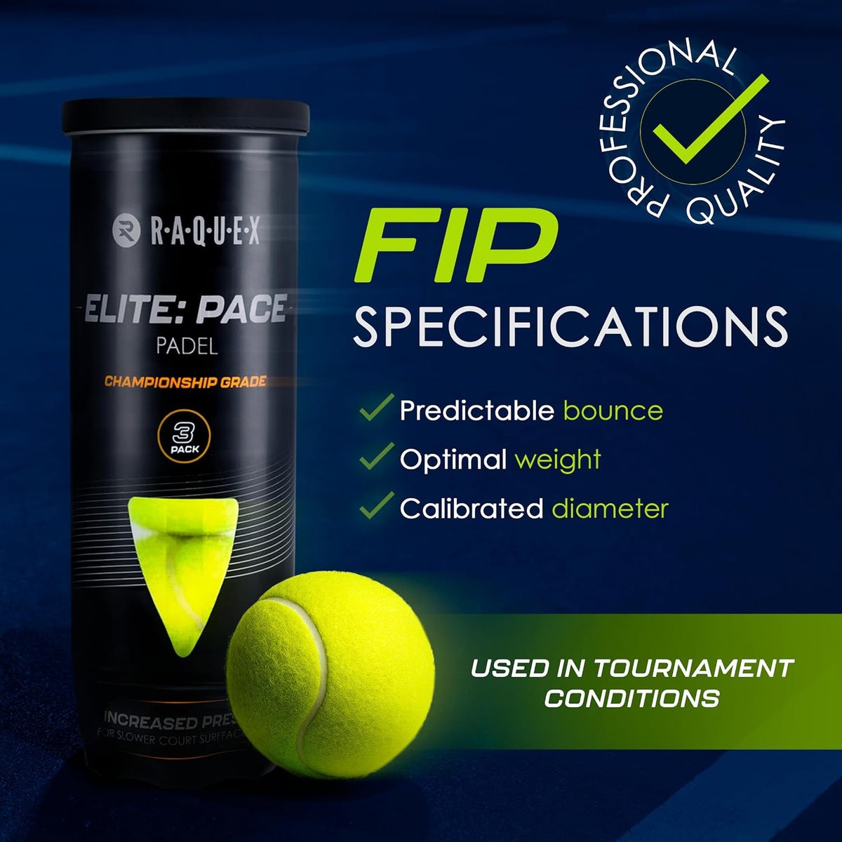 Elite Padel Balls - Standard or Pace - FIP Approved, 3 to 120 Balls