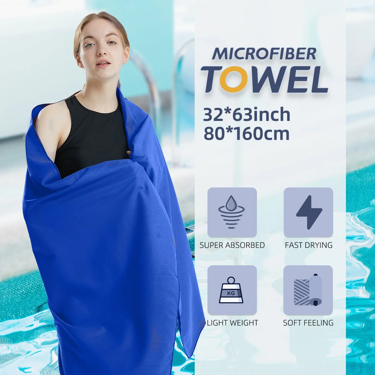 Microfiber Towel Quick Dry Towel Travel Towel Sports Towel Beach Towel Sandproof Soft Light Towel for Swim, Yoga, Gym